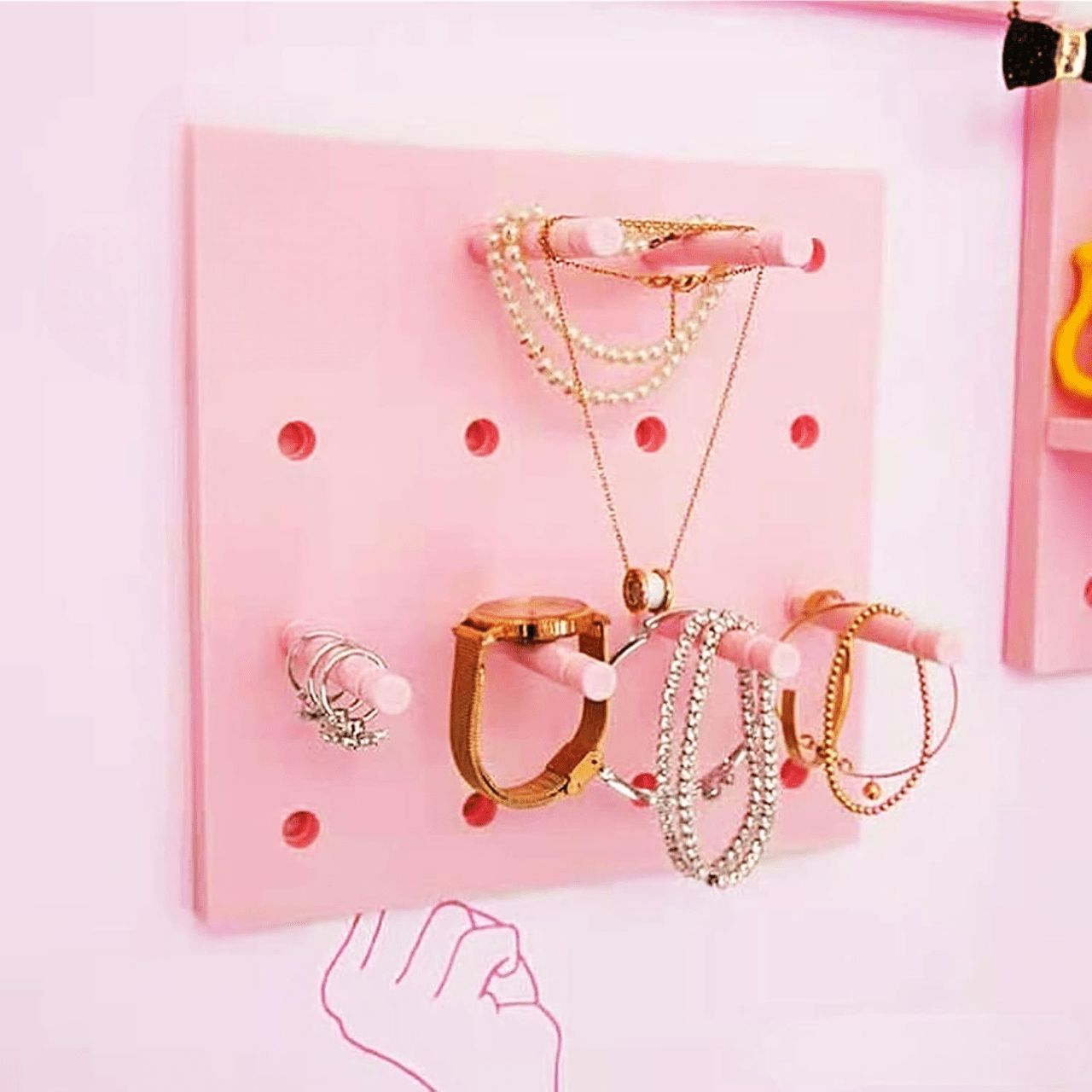 Rangement Mural - WallGrid™ - Rose - Bien chez soi